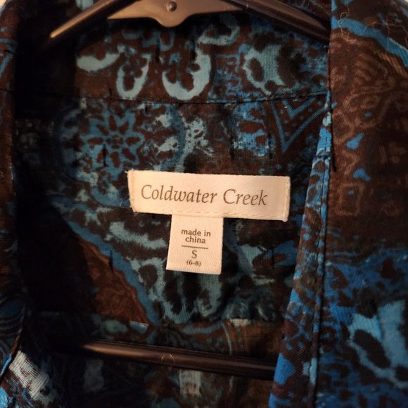 NWT Semi-Sheer Medallion Patterned Long Sleeve Button-down Blouse - Picture 3 of 4